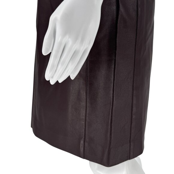 Pamella Roland Burgundy Leather Shift Dress – Excellent Pre-Owned Condition - Picture 3 of 12